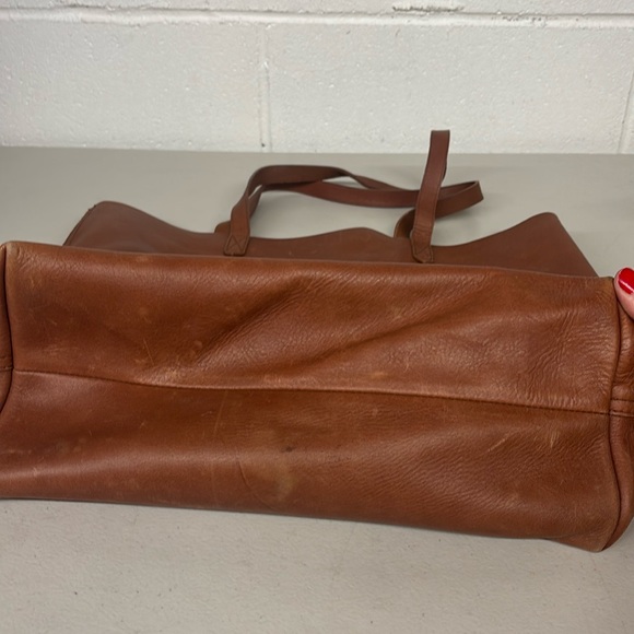 Madewell large brown bag transport tote genuine leather market bag boho travel - Picture 3 of 5